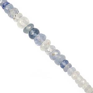 16cts Blue White Shaded Sapphire Graduated Faceted Rondelle Approx 2x1 to 4x2mm, 15cm Strand