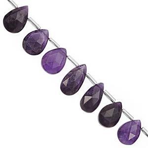 76cts Amethyst Top Side Drill Graduated Faceted Pear Approx 11x7.5 to 16x10mm, 16cm Strand with Spacers