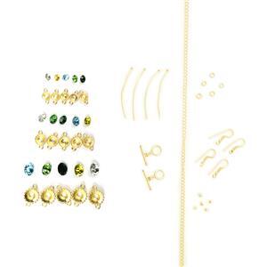 The Golden Waterfall Necklace Kit! Metal Bezel Cup Connectors and Cabochons 6mm, 8mm & 10mm & Findings Kit