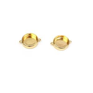 Gold Plated Base Metal Round Bezel Connector, Approx 17x4.8mm (2pk)
