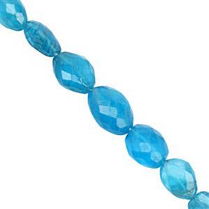 35cts Natural Neon Apatite Centre Drill Graduated Faceted Pebble Approx 6.5x5.5 to 11.5x8.5mm, 15cm Strand