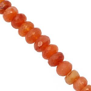 100cts Carnelian Graduated Faceted Rondelle Approx 6x4 to 9.5x6mm, 23cm Strand
