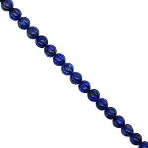 300cts Dyed Lapis Lazuli Carved Ribbed Rounds, Approx 10mm, 38cm strand