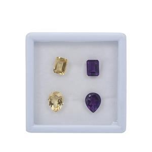 7.20cts Citrine, Amethyst Pear Brilliant (10x8mm) & Octagon Step (8x6mm) (Pack of 4)
