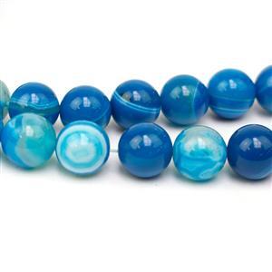 360cts Dyed Blue Stripe Agate Plain Rounds Approx 12mm, 38cm Strand