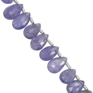 31cts Tanzanite Faceted Pear Approx 3x5.5mm to 4.8x8mm 20cm Strand with Spacers