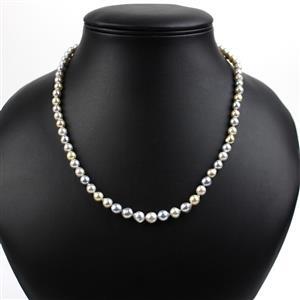 Akoya Cultured Pearl Sterling Silver Necklace (7 x 5mm)