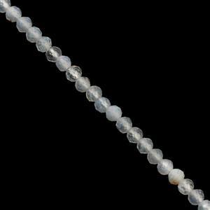 8cts Blue Lace Agate Faceted Round Approx 2mm, 37cm Strand