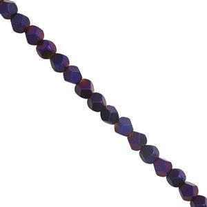 46cts Mystic Purple Color Coated Hematite Smooth Star Cut Approx 4mm 30cm, Strand