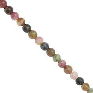 28cts Multi-Colour Tourmaline Smooth Round Approx 4 to 4.50mm, 18cm Strand
