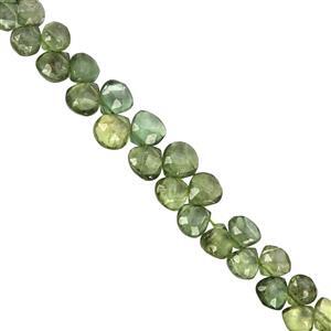 22cts Green Apatite Top Side Drill Graduated Faceted Heart Approx 4 to 6.50mm, 16cm Strand with Spacers