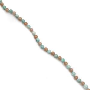 80cts Peach Moonstone & Amazonite Plain Rounds Approx 6mm, 38cm 2 Tone Strand