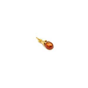 Willow & Tig Collection Baltic Amber Cognac, Gold Plated 925 Sterling Silver Molten Bale