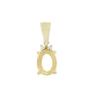 Gold Plated 925 Sterling Silver Oval Pendant Mount (To fit 8x6mm gemstones) Inc. 0.03cts White Zircon Brilliant Cut Round 1mm - 1Pcs