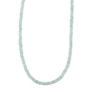 42ct Aquamarine Sterling Silver Graduated Bead Necklace with Magnetic Lock