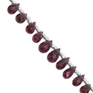 25cts Rhodolite Garnet Top Side Drill Graduated Faceted Drop Approx 5x3 to 7x4.5mm, 20cm Strand with Spacers