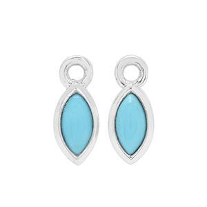 925 Sterling Silver Marquise Charm With Sleeping Beauty Turquoise (2pcs) 