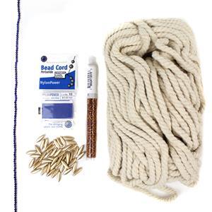Blue Macrame Tassel; Macrame Rope, Nylon Cord, Rounds, Seed & Daggers
