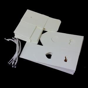 Powder White Cube & Heart Sleeve With Cord 50x50mm 5pk