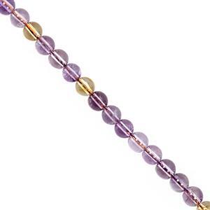32cts Amethyst & Citrine Smooth Round Approx 4mm, 25cm Strand