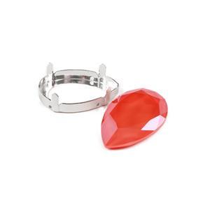 Swarovski Pear Drop Fancy Stone 4327 Crystal Light Coral Lacquer 30x20mm 1pk with setting