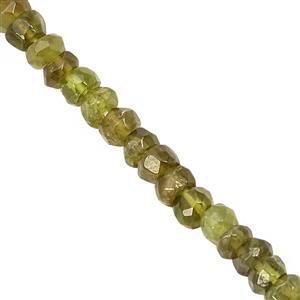 40cts Green Vesuvianite Faceted Rondelle Approx 3.5x2 to 4.5x3mm, 21cm Strand