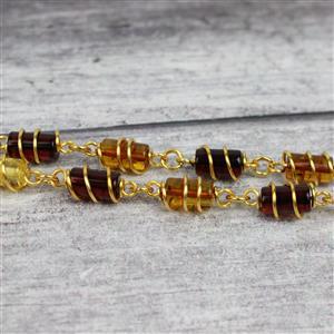 Baltic Multi-Colour Amber Barrel Beads Approx 10x6mm 20cm Strand, 925 Silver Spacers