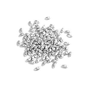 Czech MobyDuo Aluminium Silver Beads, Approx 3x8mm (100pcs)