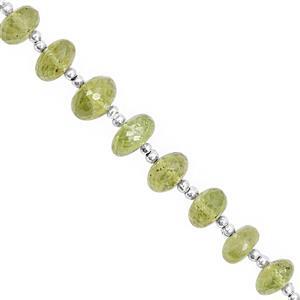 35cts Red Dragon Peridot Graduated Faceted Rondelle Approx 4.5x2.5 to 7x4.5mm, 18cm Strand with Spacer 