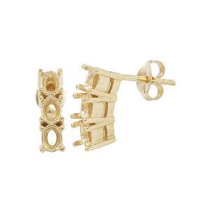 Gold Plated 925 Sterling Silver Trilogy Earring Mounts (To fit Oval 4x3mm gemstone)- 1pair
