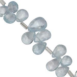 50cts Sky Blue Topaz Side Drill Graduated Faceted Pears Approx 5x4 to 10x8mm, 20cm Strand with Spacers