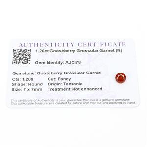 1.2cts Gooseberry Grossular Garnet 7x7mm Round  (N)