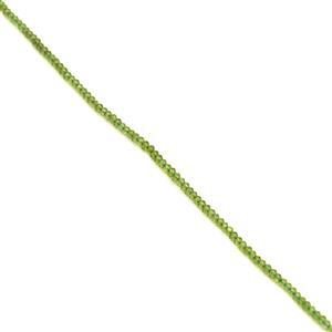 25cts Peridot Faceted Rondelles Approx 2x3mm, 38cm Strand