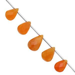 75cts Orange Chalcedony Top Side Drill Faceted Pear Approx 12.5x8.5 to 19x12mm, 18cm Strand with Spacers