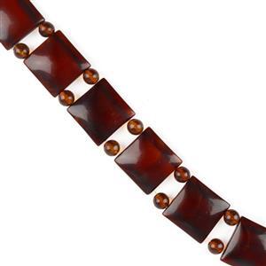Baltic Cherry Amber Double Drilled Squares with Cognac Rounds, 16cm Strand (15mm & 5mm)