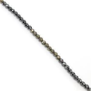 75cts Haematite & Pyrite Faceted Rounds Approx 4mm, 38cm 2 Tone Strand 