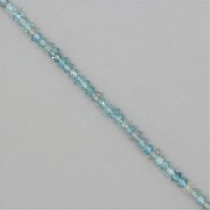 35cts Blue Zircon Graduated Faceted Rondelles Approx 2x1 to 4x2mm, 17cm Strand.