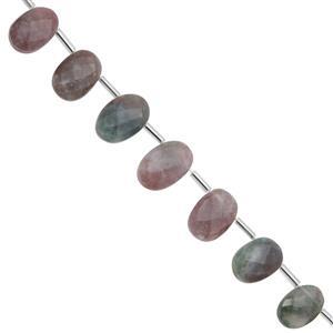 72cts Moss Agate Corner Drill Faceted Oval Approx 12x8.5 to 14.5x10mm, 17cm Strand with Spacers