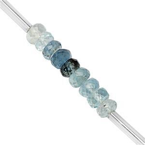 22cts Santamaria Aquamarine Faceted Rondelles Approx 4.5x2.5 to 5x3mm, 19cm Strand with Spacers 