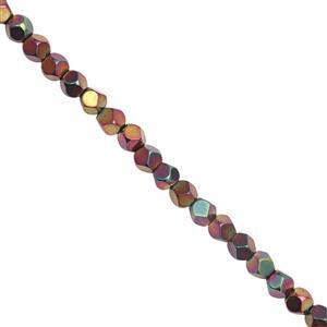 50cts Mystic Pink Rainbow Color Coated Hematite Smooth Star Cut Approx 4mm, 30cm strand 