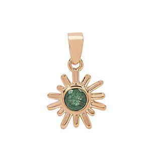 Rose Gold Plated 925 Sterling Silver Sunray Pendant with 0.6cts Sakota Emerald Approx. 18x14mm (1pc)