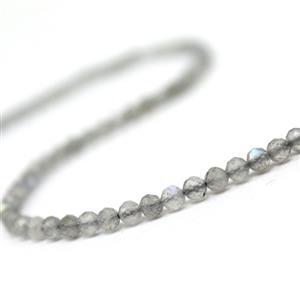 25cts Labradorite Faceted Rounds Approx 3mm, 38cm Strand