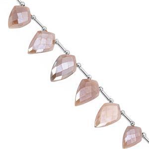 75cts Coated Peach moonstone Fancy Faceted Approx 15x10 to 21x14mm, 17cm Strand with spacers