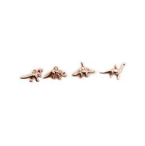 Rose Gold Plated Base Metal Dinosaur Charm Pack, Approx. 14.5-17mm (4pcs)