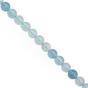 48cts Shaded Aquamarine Smooth Round Approx 6mm, 20cm Strand