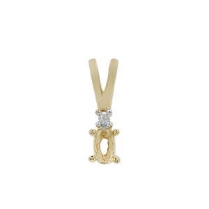 Gold Plated 925 Sterling Silver Oval Pendant Mount With Rabbit Bail (To fit 5x3mm gemstones) Inc. 0.01cts White Zircon Brilliant Cut Round 1.50mm-1Pcs