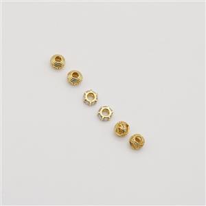 Gold Plated CZ Base Metal Bead Pack, Approx. 8mm (6pk)