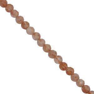 10cts Sunstone Faceted Round Seed Beads Approx 2mm, 39cm Strand