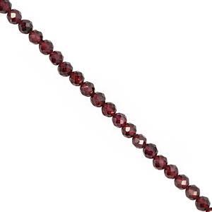37cts Red Garnet Faceted Round Approx 3 to 4mm, 30cm Strand