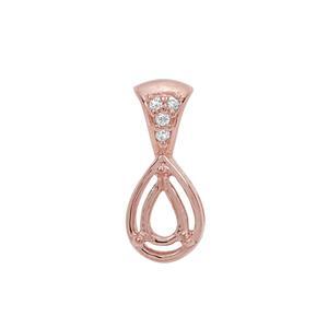 Rose Gold Plated 925 Sterling Silver Pear Pendant Mount (To fit 6x4mm gemstone) Inc. 0.05cts White Zircon Brilliant Cut Round 1.20mm - 1pcs